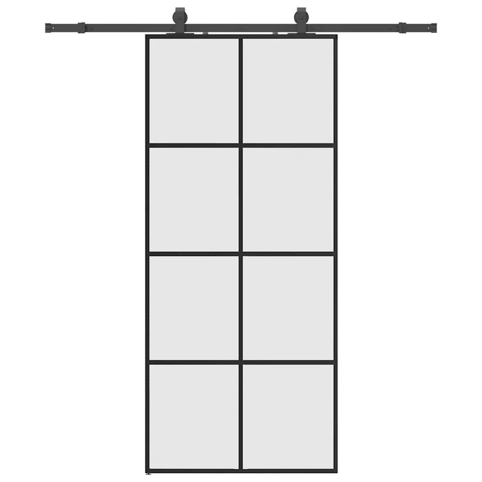 Porta Scorrevole con Ferramenta Nera 90x205 cm in Vetro ESG 3375805