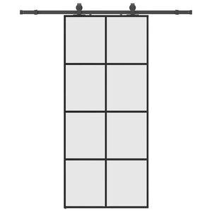 vidaXL Porta Scorrevole con Ferramenta Nera 90x205 cm in Vetro ESG