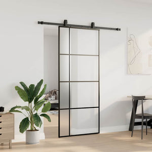 vidaXL Porta Scorrevole con Ferramenta Nera 90x205 cm in Vetro ESG