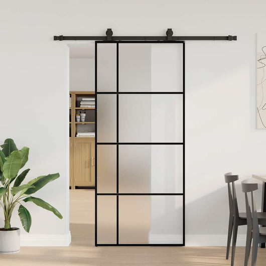 vidaXL Porta Scorrevole con Ferramenta Nera 90x205 cm in Vetro ESG