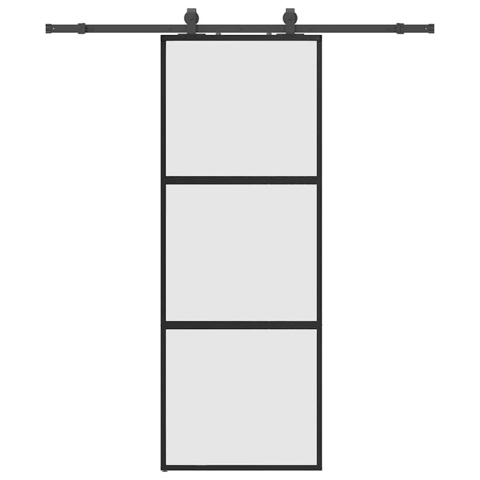 Porta Scorrevole Set Ferramenta Nera 76x205 cm Vetro Temperato 3375814