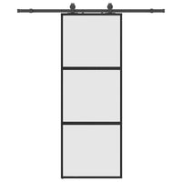 Porta Scorrevole Set Ferramenta Nera 76x205 cm Vetro Temperato