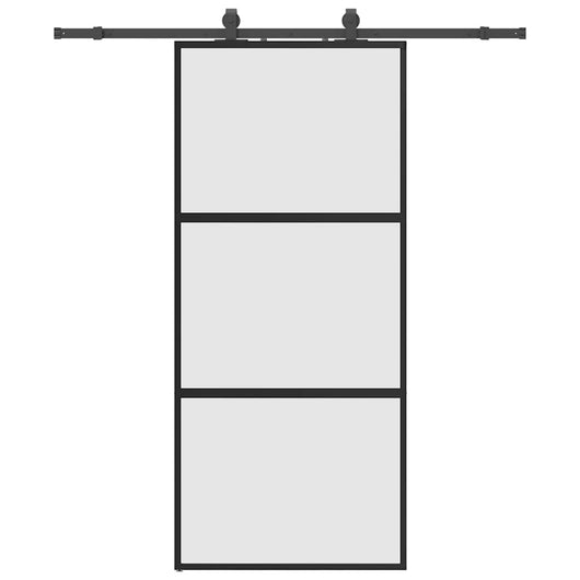Porta Scorrevole Set Ferramenta Nera 90x205 cm Vetro Temperato