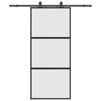 Porta Scorrevole Set Ferramenta Nera 90x205 cm Vetro Temperato 3375815
