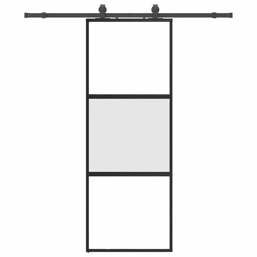 Porta Scorrevole Set Ferramenta Nera 76x205 cm Vetro Temperato 3375817