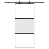 Porta Scorrevole Set Ferramenta Nera 90x205 cm Vetro Temperato 3375818