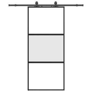 vidaXL Porta Scorrevole Set Ferramenta Nera 90x205 cm Vetro Temperato