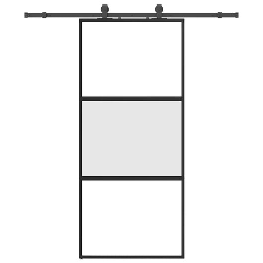 vidaXL Porta Scorrevole Set Ferramenta Nera 90x205 cm Vetro Temperato