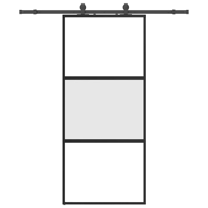 vidaXL Porta Scorrevole Set Ferramenta Nera 90x205 cm Vetro Temperato