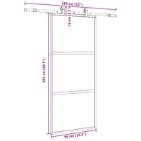Porta Scorrevole Set Ferramenta Nera 90x205 cm Vetro Temperato 3375818
