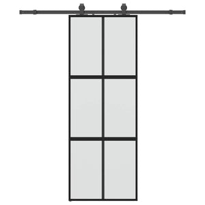 Porta Scorrevole Set Ferramenta Nera 76x205 cm Vetro Temperato