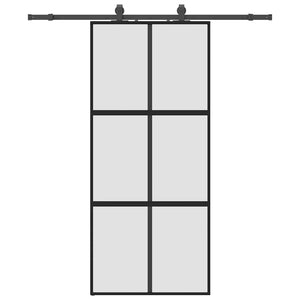 Porta Scorrevole Set Ferramenta Nera 90x205 cm Vetro Temperato