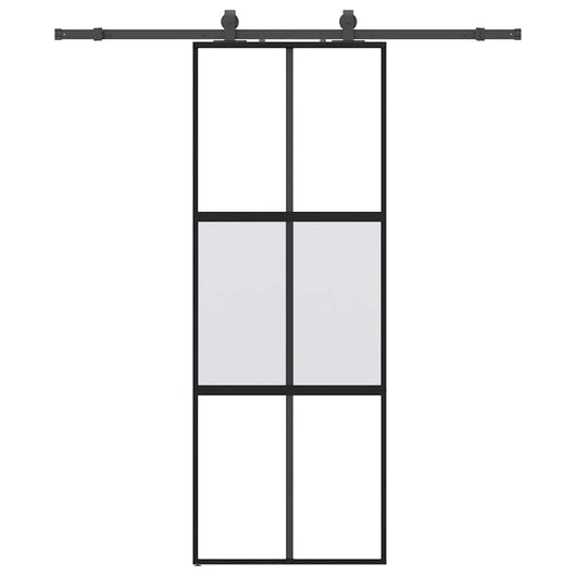 Porta Scorrevole Set Ferramenta Nera 76x205 cm Vetro Temperato 3375823