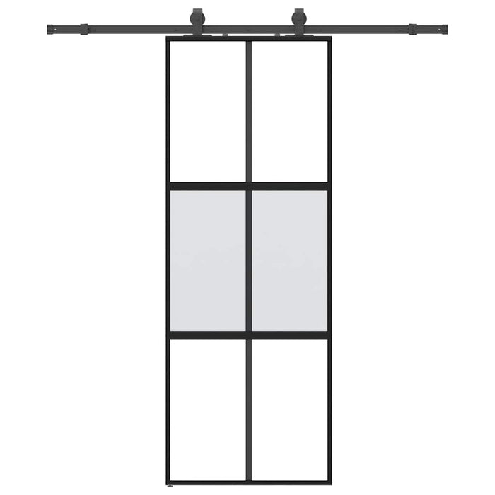 Porta Scorrevole Set Ferramenta Nera 76x205 cm Vetro Temperato 3375823