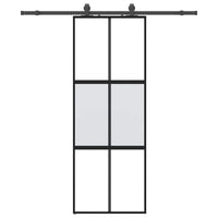 Porta Scorrevole Set Ferramenta Nera 76x205 cm Vetro Temperato