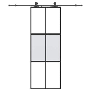 Porta Scorrevole Set Ferramenta Nera 76x205 cm Vetro Temperato