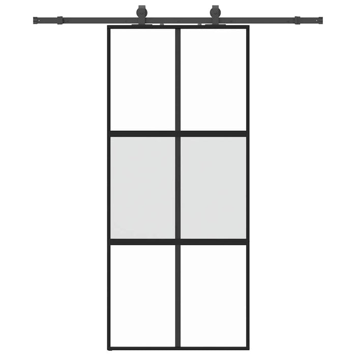 Porta Scorrevole Set Ferramenta Nera 90x205 cm Vetro Temperato 3375824