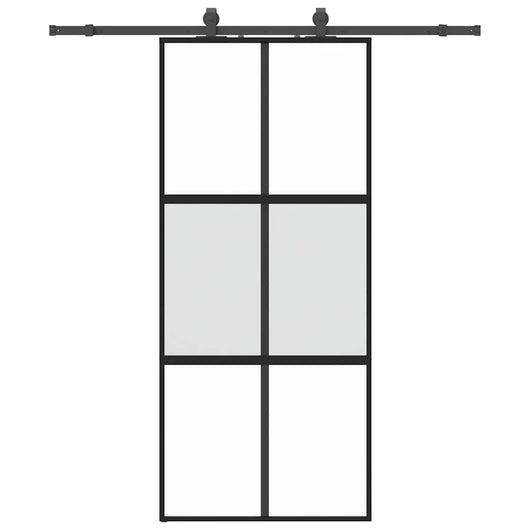 vidaXL Porta Scorrevole Set Ferramenta Nera 90x205 cm Vetro Temperato
