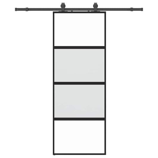Porta Scorrevole Set Ferramenta Nera 76x205 cm Vetro Temperato 3375829