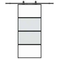 vidaXL Porta Scorrevole Set Ferramenta Nera 90x205 cm Vetro Temperato
