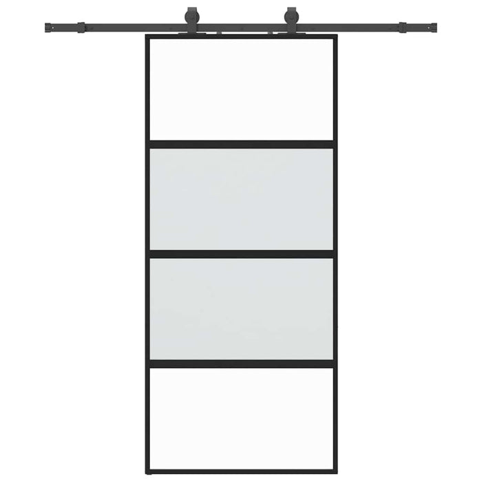 vidaXL Porta Scorrevole Set Ferramenta Nera 90x205 cm Vetro Temperato