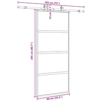 vidaXL Porta Scorrevole Set Ferramenta Nera 90x205 cm Vetro Temperato