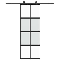 Porta Scorrevole Set Ferramenta Nera 76x205 cm Vetro Temperato 3375832