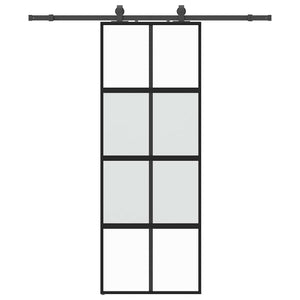 Porta Scorrevole Set Ferramenta Nera 76x205 cm Vetro Temperato 3375832