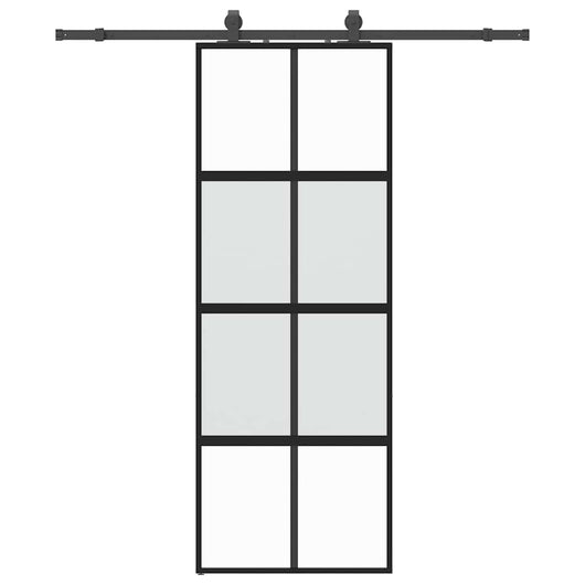 Porta Scorrevole Set Ferramenta Nera 76x205 cm Vetro Temperato 3375832