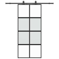 Porta Scorrevole Set Ferramenta Nera 90x205 cm Vetro Temperato 3375833
