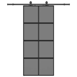 Porta Scorrevole Set Ferramenta Nera 90x205 cm Vetro Temperato 3375836