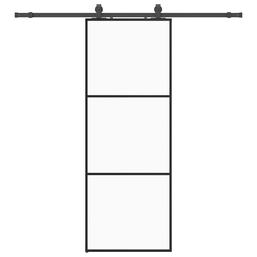 Porta Scorrevole con Ferramenta Nera 76x205 cm in Vetro ESG 3375841