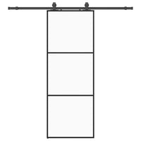 Porta Scorrevole con Ferramenta Nera 76x205 cm in Vetro ESG