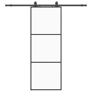 Porta Scorrevole con Ferramenta Nera 76x205 cm in Vetro ESG