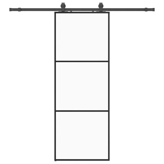 Porta Scorrevole con Ferramenta Nera 76x205 cm in Vetro ESG