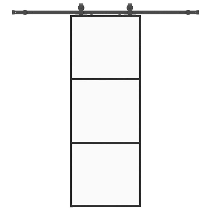 Porta Scorrevole con Ferramenta Nera 76x205 cm in Vetro ESG
