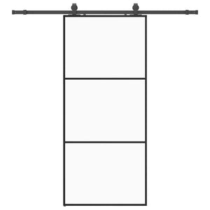 Porta Scorrevole con Ferramenta Nera 90x205 cm in Vetro ESG 3375842