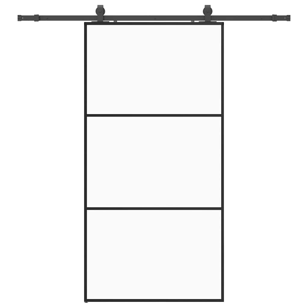 Porta Scorrevole con Ferramenta Nera 102x205 cm in Vetro ESG 3375843