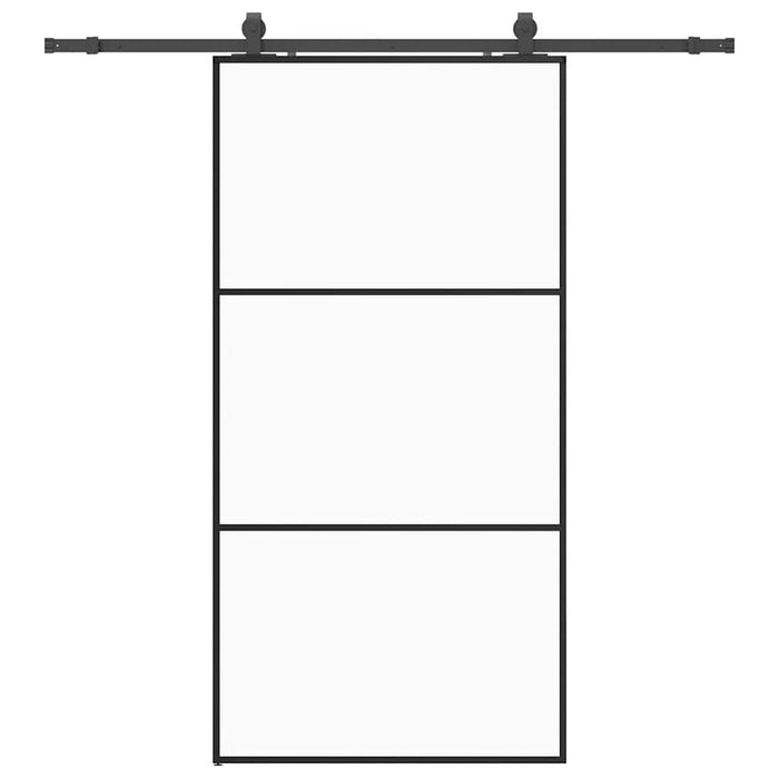 Porta Scorrevole con Ferramenta Nera 102x205 cm in Vetro ESG