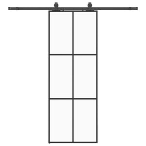 Porta Scorrevole con Ferramenta Nera 76x205 cm in Vetro ESG 3375844