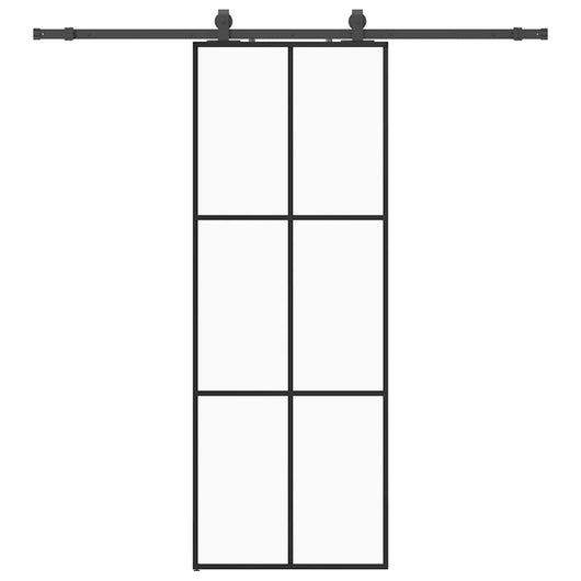Porta Scorrevole con Ferramenta Nera 76x205 cm in Vetro ESG 3375844
