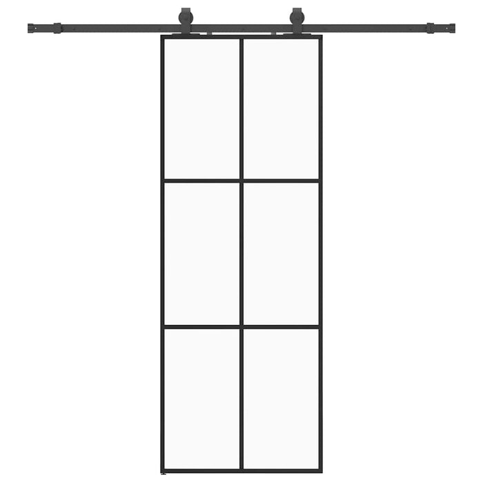 Porta Scorrevole con Ferramenta Nera 76x205 cm in Vetro ESG 3375844