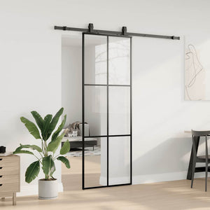 vidaXL Porta Scorrevole con Ferramenta Nera 76x205 cm in Vetro ESG