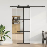 Porta Scorrevole con Ferramenta Nera 76x205 cm in Vetro ESG 3375844
