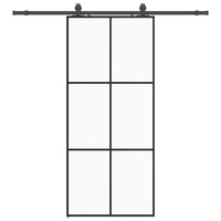 Porta Scorrevole con Ferramenta Nera 90x205 cm in Vetro ESG 3375845