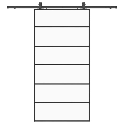 Porta Scorrevole con Ferramenta Nera 102x205 cm in Vetro ESG 3375849