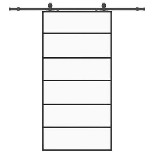 Porta Scorrevole con Ferramenta Nera 102x205 cm in Vetro ESG