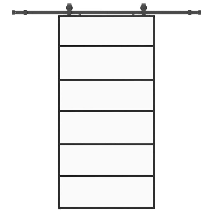 Porta Scorrevole con Ferramenta Nera 102x205 cm in Vetro ESG