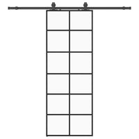 Porta Scorrevole con Ferramenta Nera 76x205 cm in Vetro ESG 3375850