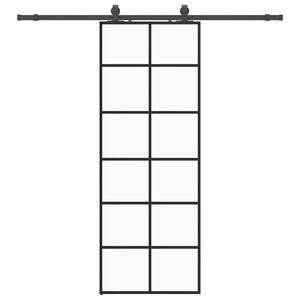 Porta Scorrevole con Ferramenta Nera 76x205 cm in Vetro ESG 3375850
